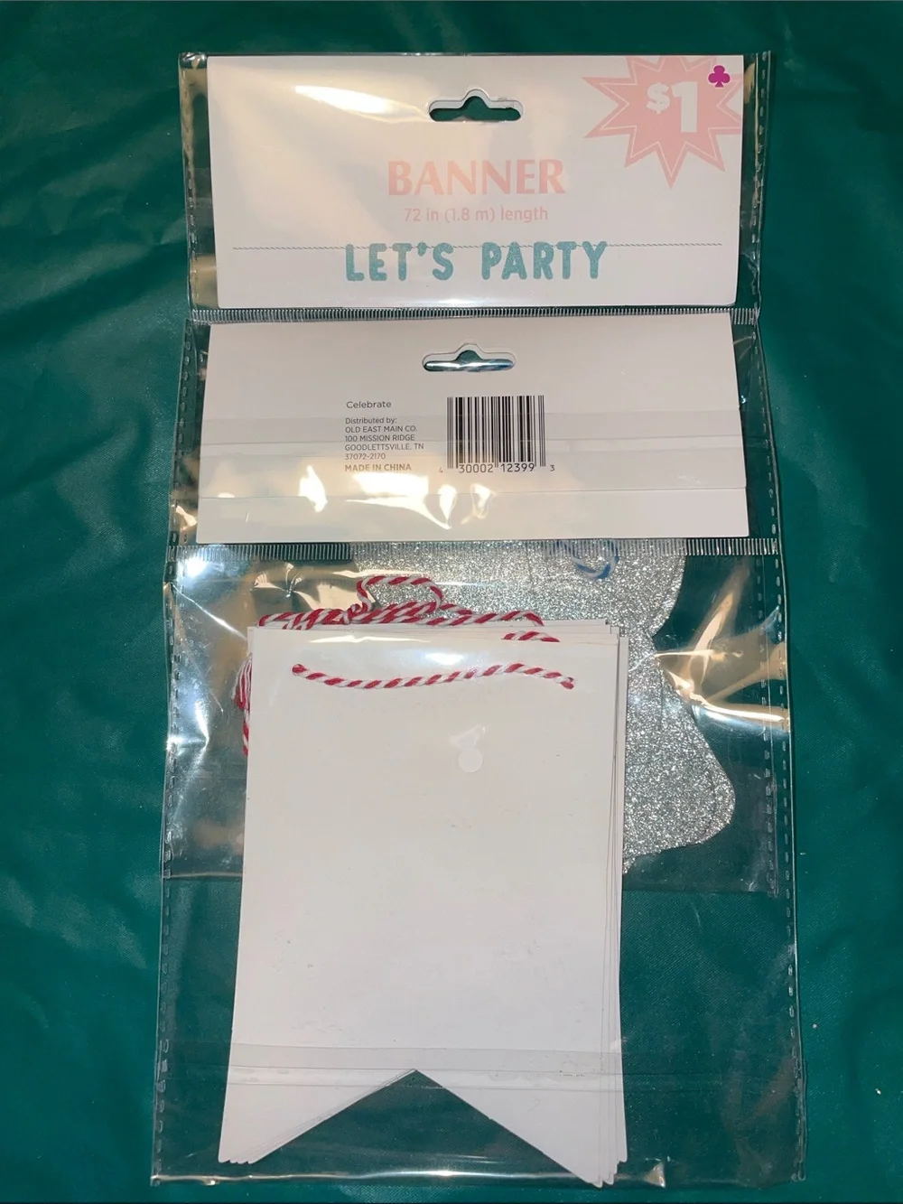 Let’s Party Banner Kit - Silver Glitter & Red Letters